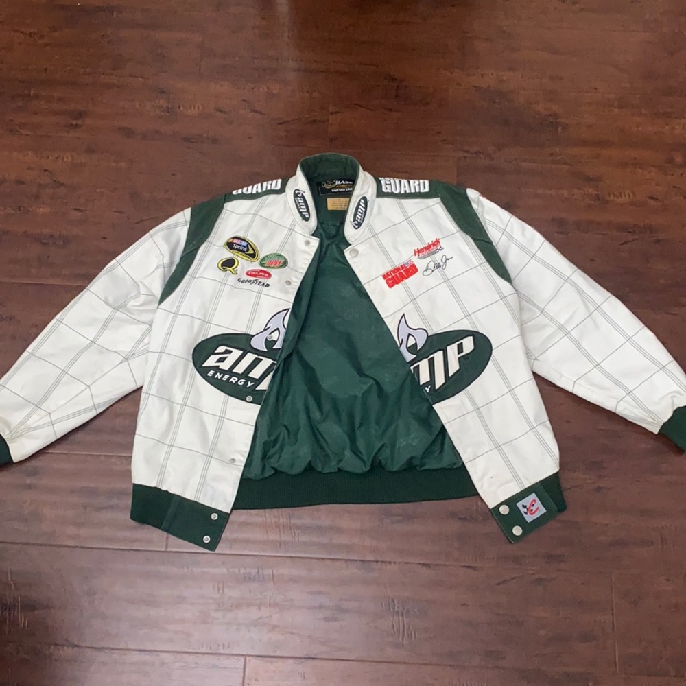 Nascar White and Green Racing Jacket
